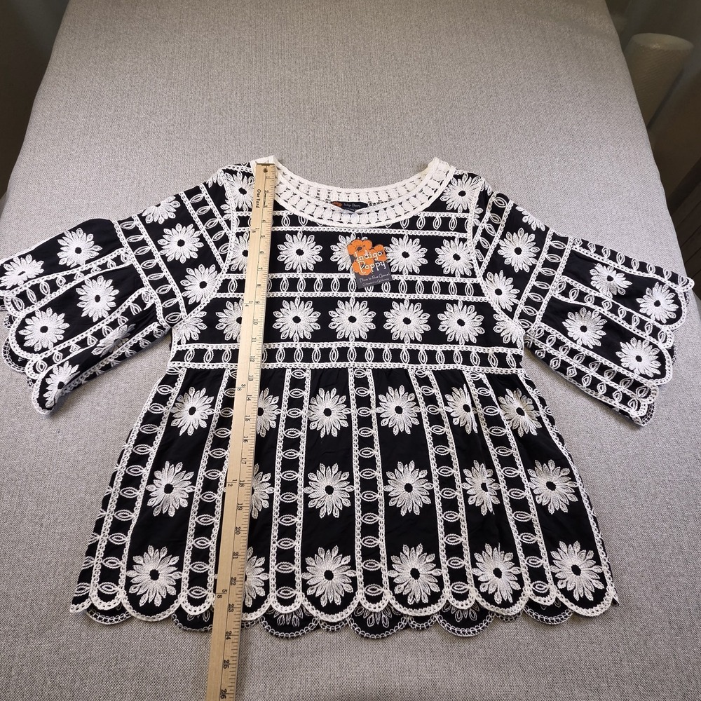 Indigo‎ Poppy Crochet Embroidered Top Women's S Bell Sleeve Babydoll Boho NEW - Picture 9 of 9